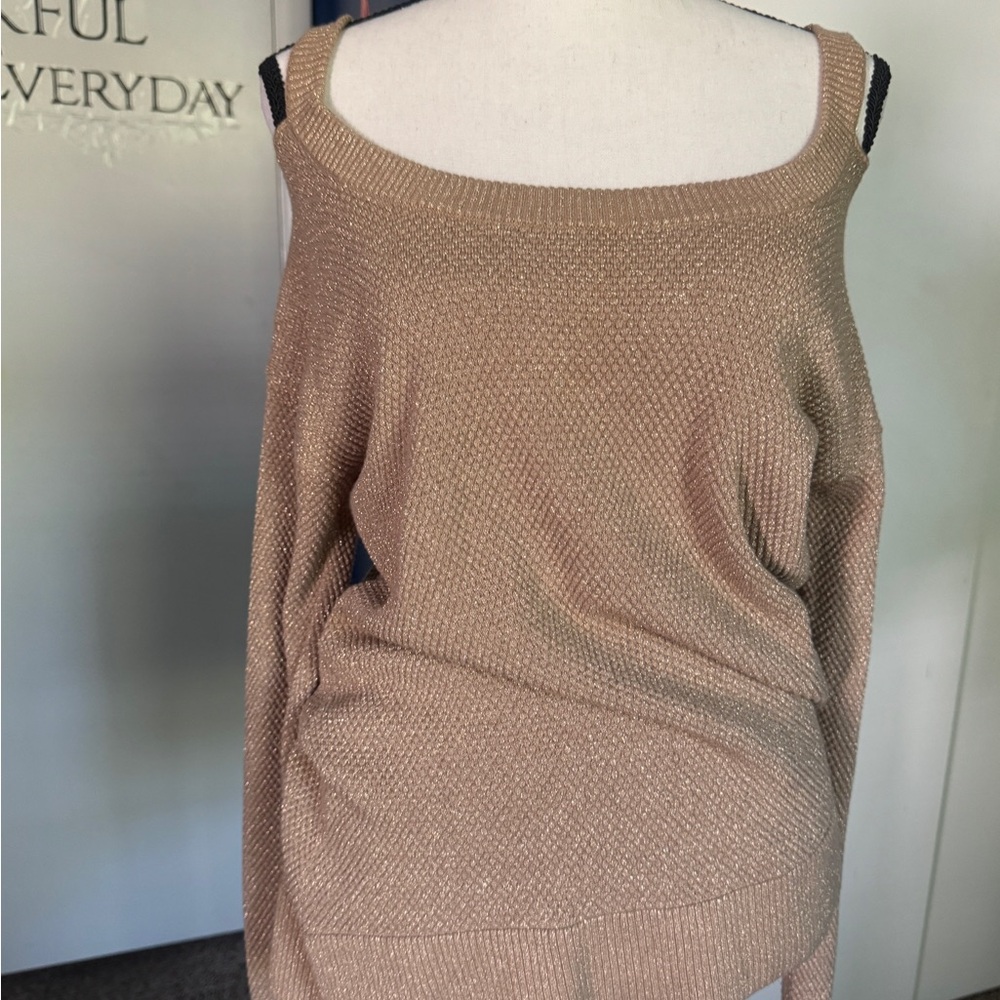 Michael Kors Tan Off-the-Shoulder Sweater